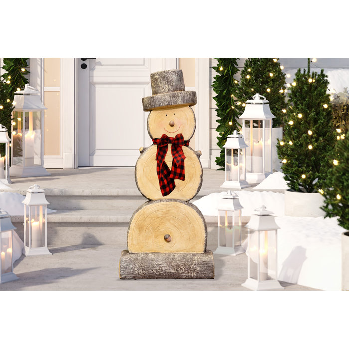 The Holiday Aisle Wooden Snowman Statue Wayfair